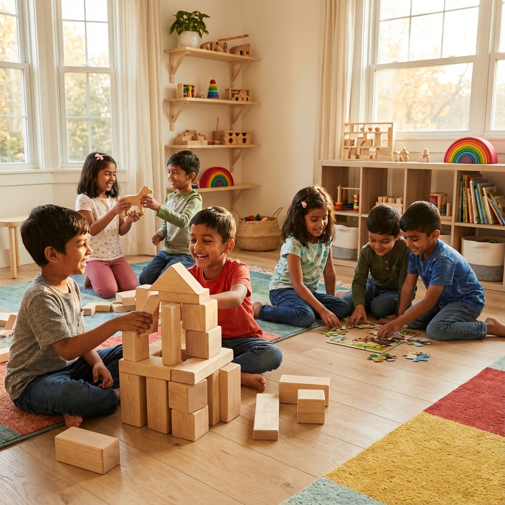 Children playing with eco toys